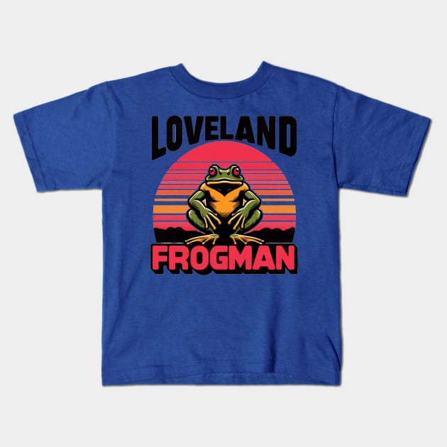 Loveland Frogman Retro Sunset Design Kids T-Shirt by TeeTrendz